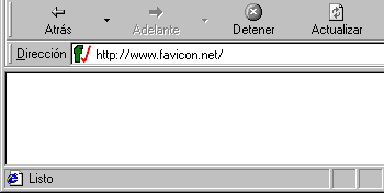 Un ejemplo de como queda un favicono junto al URL de una página web