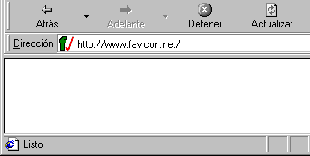Un ejemplo de como queda un favicono junto al URL de una pgina web